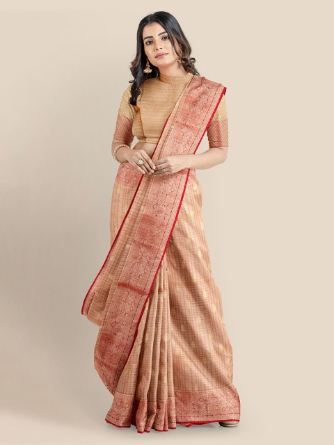 

KLM Fashion Mall Coral Tissue Woven Design Banarasi Saree