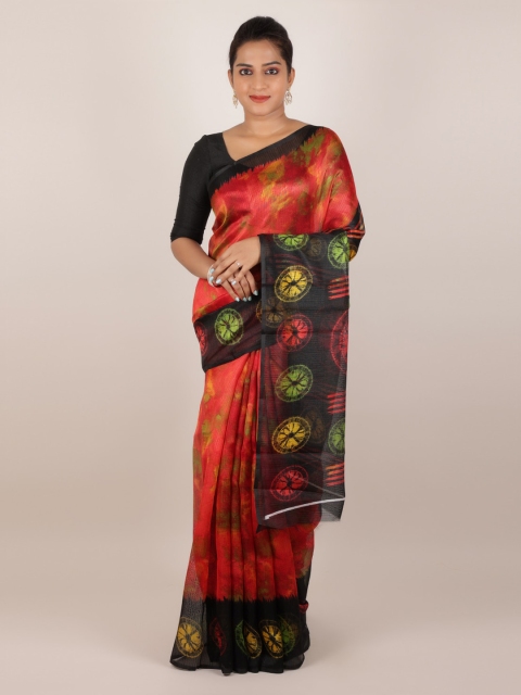 

Pothys Red & Pink Jute Silk Printed Saree
