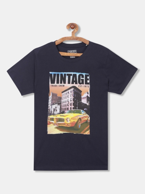 

Cherokee Boys Navy Blue Printed V-Neck T-shirt