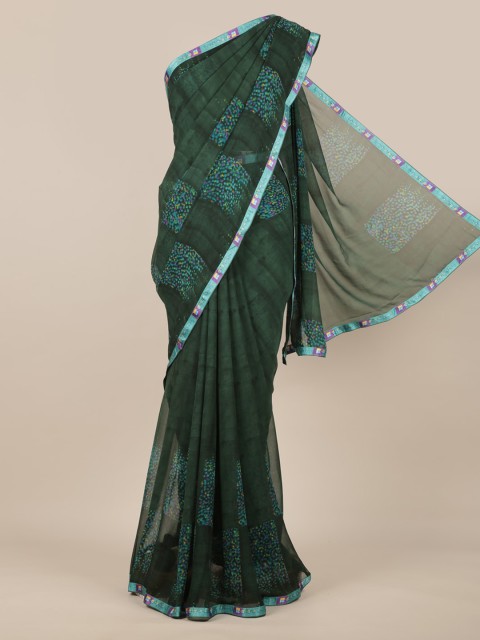 

Pothys Green Woven Design Poly Chiffon Saree