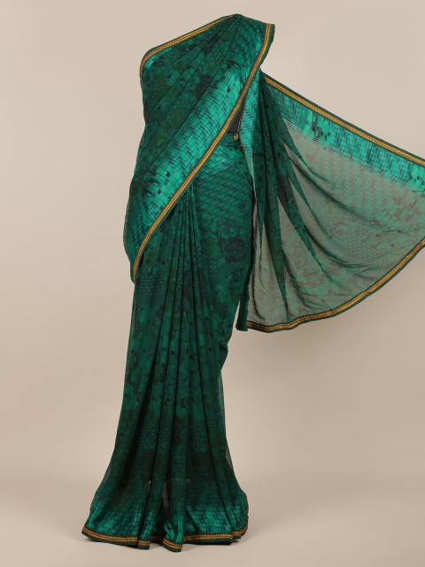 

Pothys Green Printed Poly Chiffon Saree