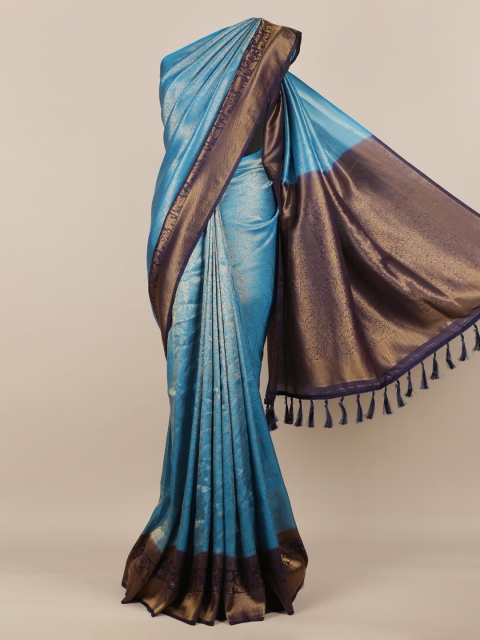 

Pothys Blue Woven Design Jute Silk Saree
