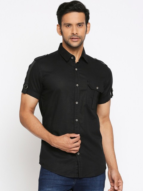 

Mufti Men Black Slim Fit Solid Casual Shirt