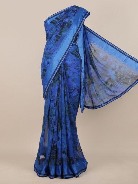 

Pothys Blue Printed Poly Chiffon Saree