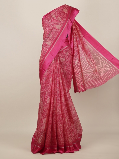 

Pothys Magenta Printed Jute Silk Saree