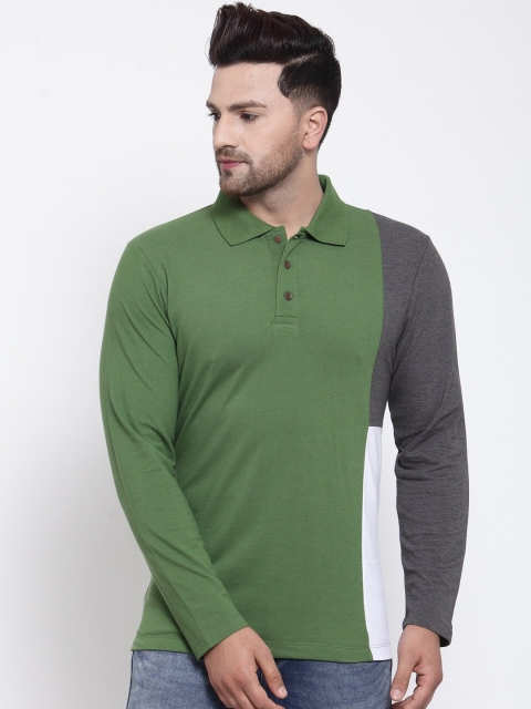

Kalt Men Green & Grey Colorblocked Tshirt