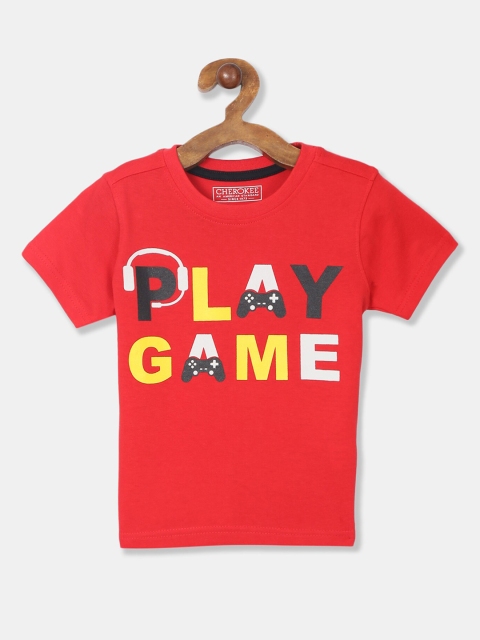 

Cherokee Boys Red Printed Round Neck T-shirt