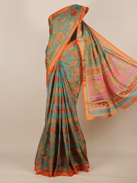 

Pothys Green Printed Jute Silk Saree