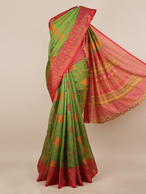 

Pothys Green & Pink Jute Silk Woven Design Saree