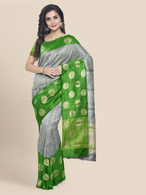 

KLM Fashion Mall Grey Printed Banarasi Saree