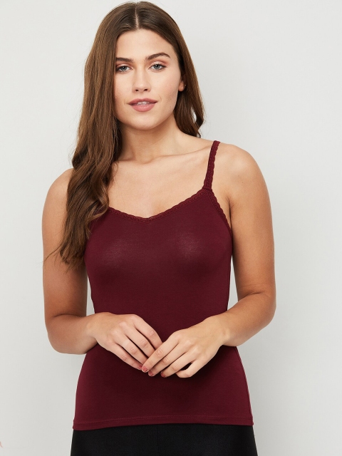 

Ginger by Lifestyle Women Burgundy Solid Camisole