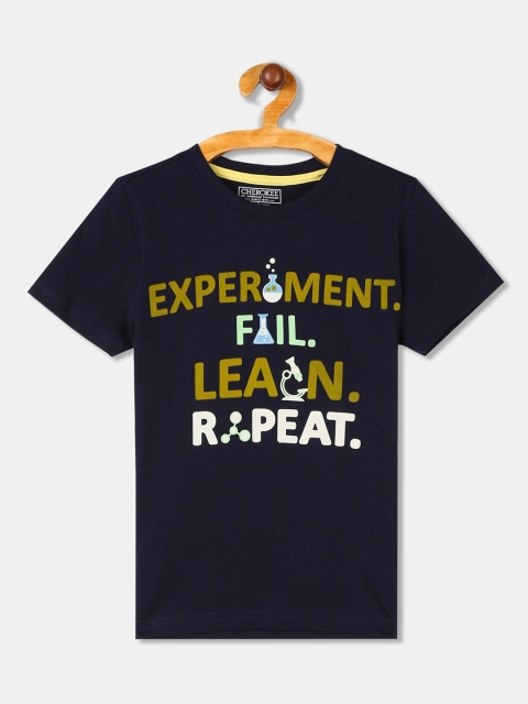 

Cherokee Boys Navy Blue Printed Round Neck T-shirt