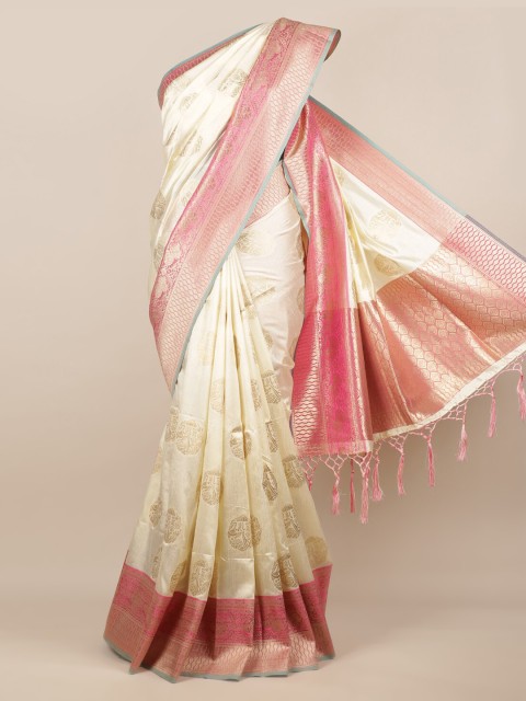 

Pothys Cream-Coloured Woven Design Jute Silk Saree