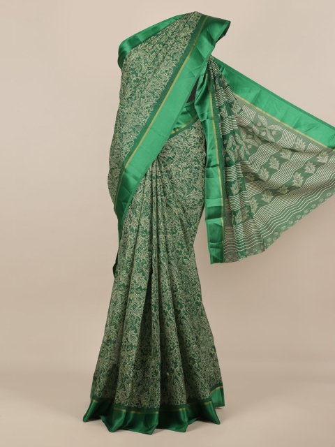

Pothys Green Printed Jute Silk Saree