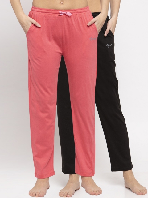 

NEUDIS Women Pack Of 2 Solid Lounge Pants, Pink