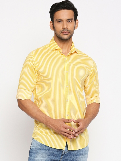 

Mufti Men Yellow Slim Fit Striped Casual Shirt