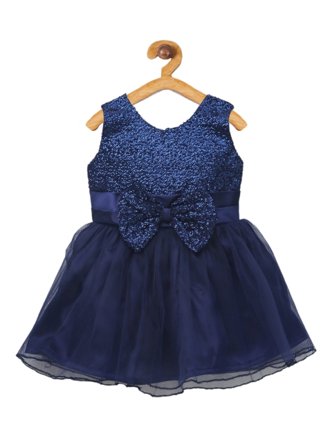 

The Magic Wand Infant Girls Navy Blue Embellished Fit and Flare Dress