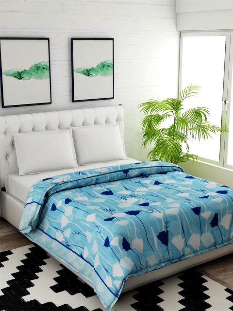 

Salona Bichona Blue & White Floral Mild Winter 120 GSM Double Bed Comforter
