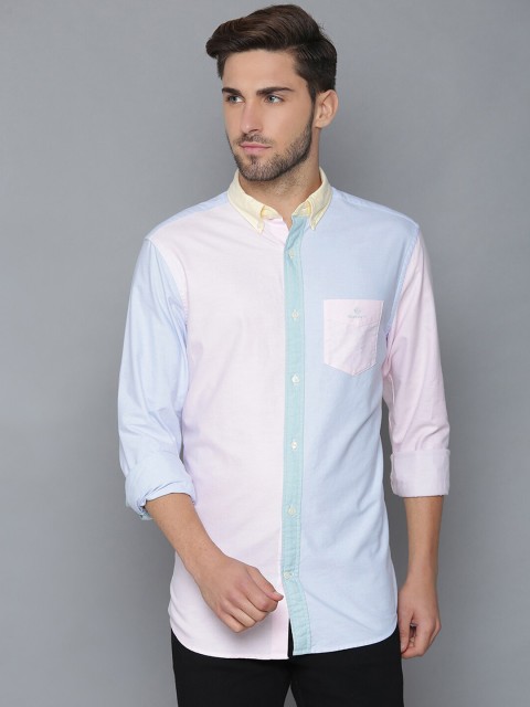 

GANT Men Blue & White Regular Fit Colourblocked Casual Shirt