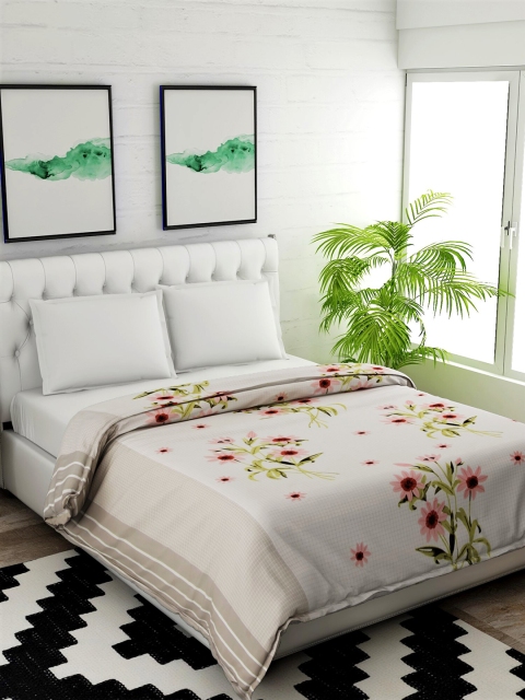 

Salona Bichona White & Pink Floral Mild Winter 120 GSM Double Bed Comforter