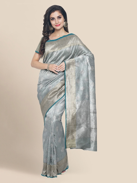 

KLM Fashion Mall Sea Green Linen Blend Woven Design Banarasi Saree