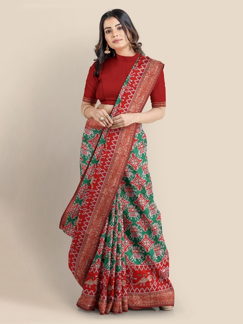 

KLM Fashion Mall Green Printed Banarasi Saree