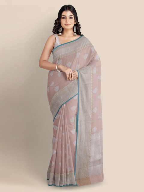 

KLM Fashion Mall Pink Linen Blend Woven Design Banarasi Saree