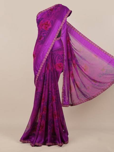 

Pothys Violet Printed Poly Chiffon Saree