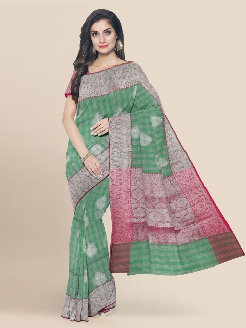 

KLM Fashion Mall Green Linen Blend Woven Design Banarasi Saree