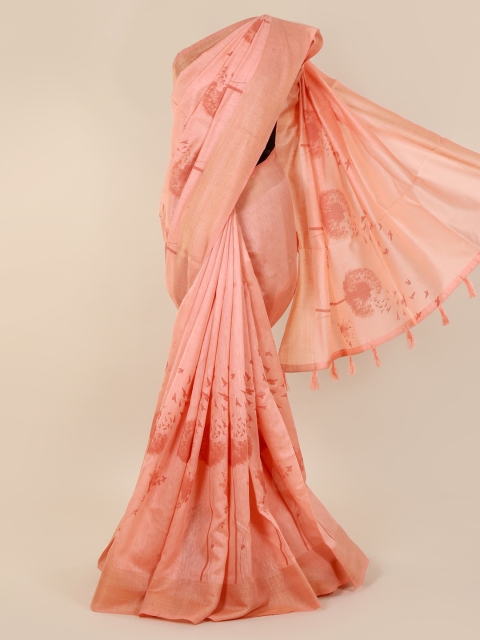 

Pothys Peach-Coloured Printed Cotton Blend Saree