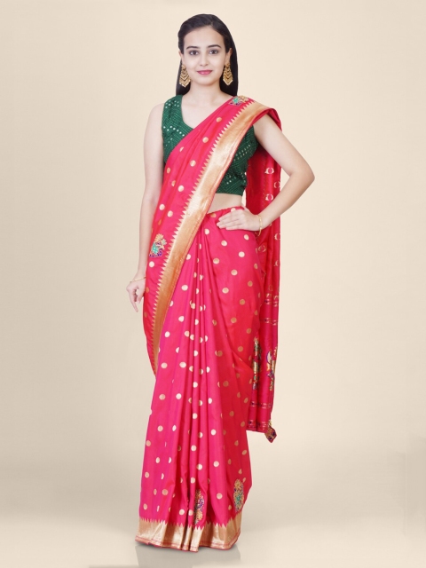

Hastakala Pink Silk Blend Embroidered Banarasi Saree