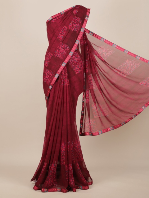 

Pothys Purple Printed Poly Chiffon Saree