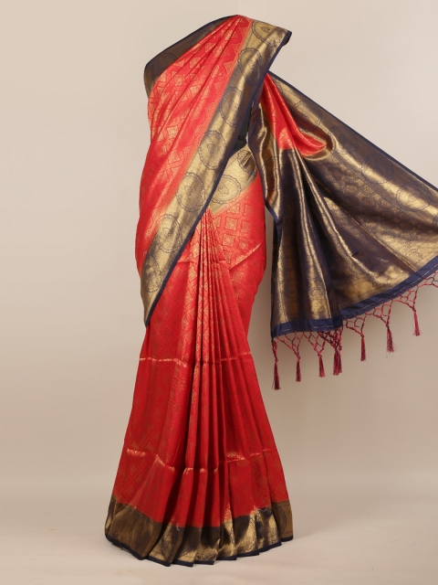 

Pothys Red Woven Design Jute Silk Saree