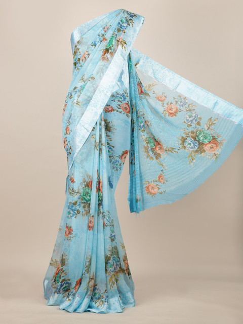 

Pothys Blue Printed Poly Chiffon Saree