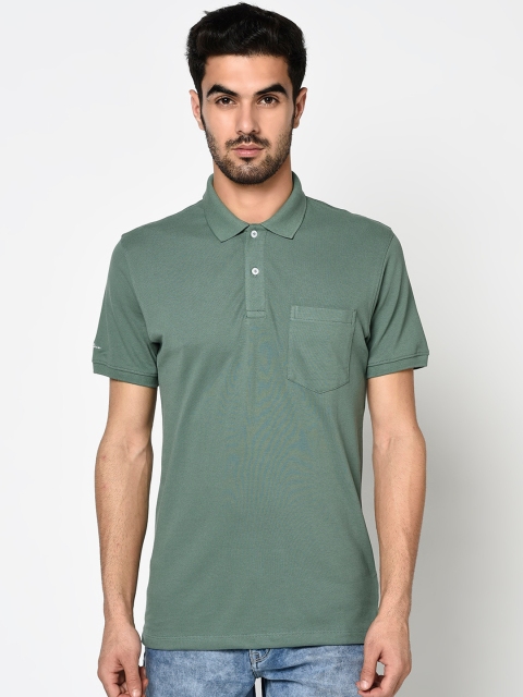 

Octave Men Green Solid Polo Collar T-shirt