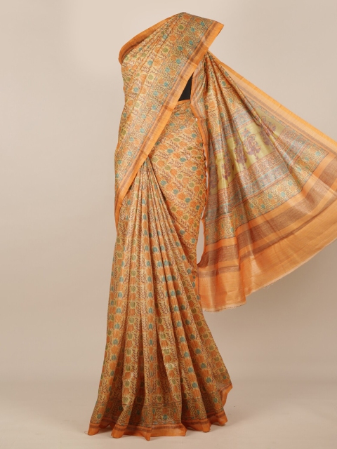 

Pothys Mustard Printed Jute Silk Saree
