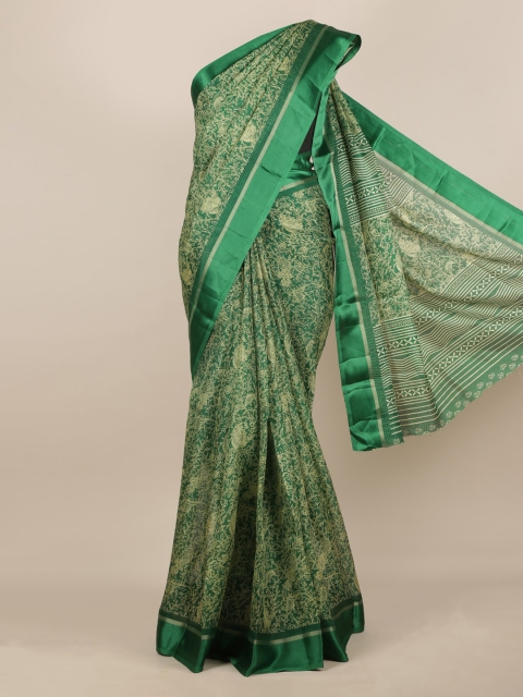 

Pothys Green Printed Jute Silk Saree