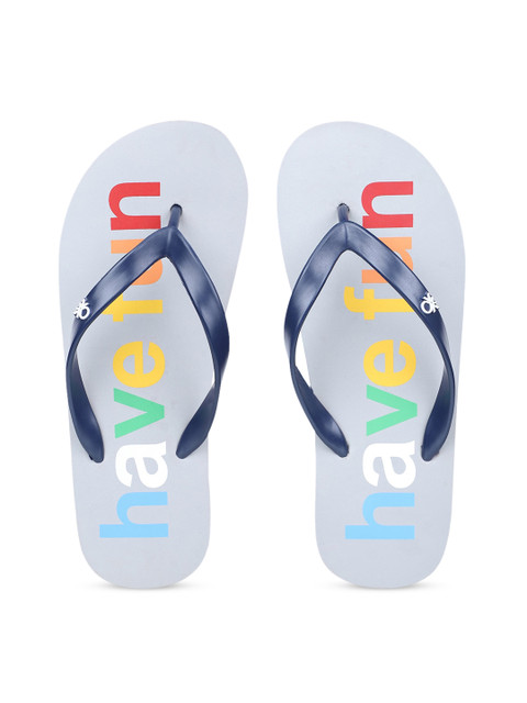 

United Colors of Benetton Men Blue & Yellow Printed Thong Flip-Flops