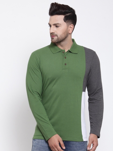 

Kalt Men Green & Grey Colorblocked Tshirt