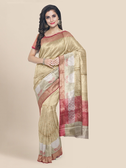 

KLM Fashion Mall Gold-Toned Tissue Woven Design Banarasi Saree