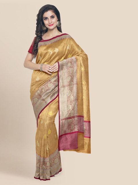 

KLM Fashion Mall Gold-Toned Tissue Woven Design Banarasi Saree