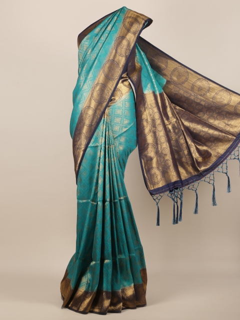 

Pothys Blue Printed Jute Silk Saree