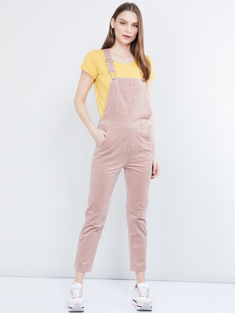 

max Women Beige Solid Slim-Fit Full-Length Dungaree