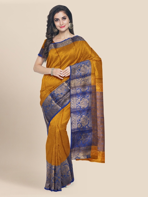 

KLM Fashion Mall Mustard Silk Blend Woven Design Banarasi Saree