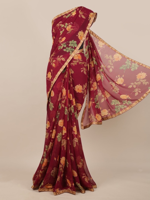 

Pothys Purple Printed Poly Chiffon Saree