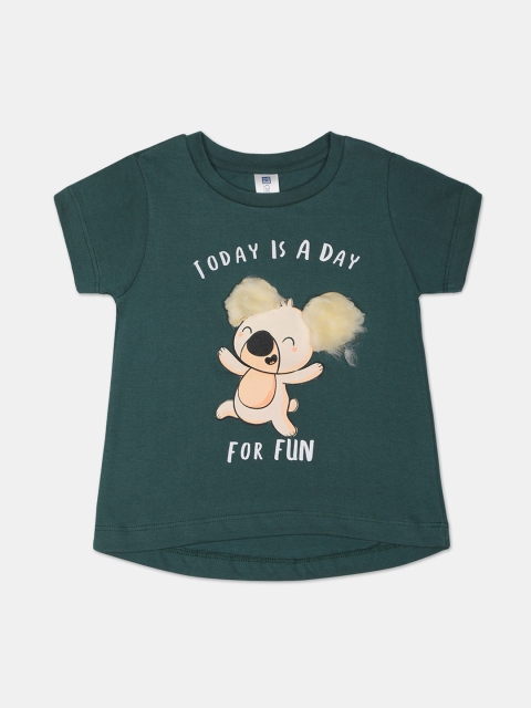 

Cherokee Girls Green Printed Round Neck T-shirt