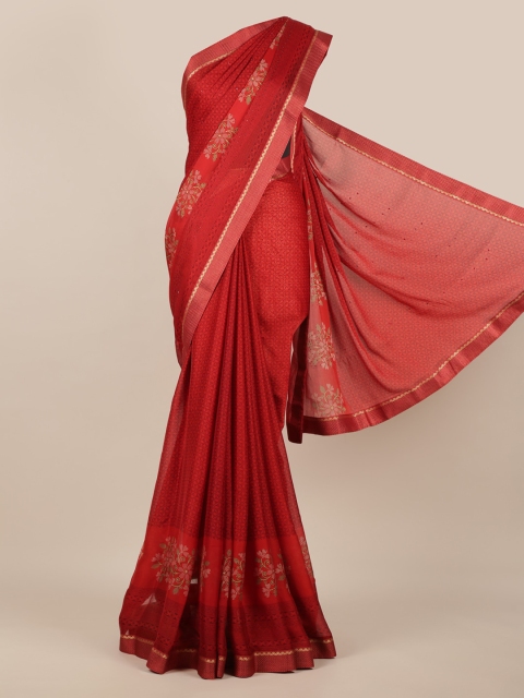 

Pothys Red Printed Poly Chiffon Saree