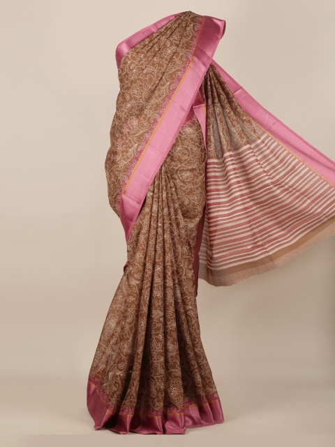

Pothys Brown Ethnic Motifs Printed Jute Silk Saree