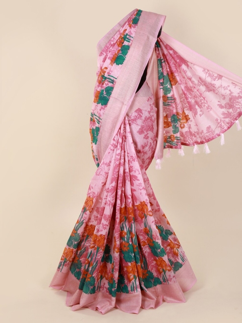 

Pothys Pink & Red Cotton Blend Printed Saree