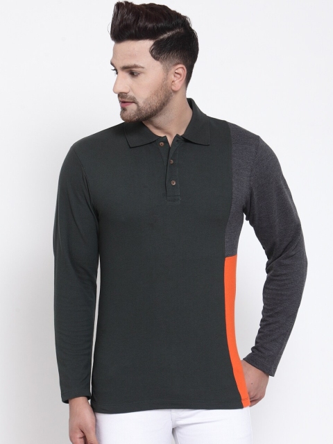 

Kalt Men Green & Grey Colorblocked Tshirt